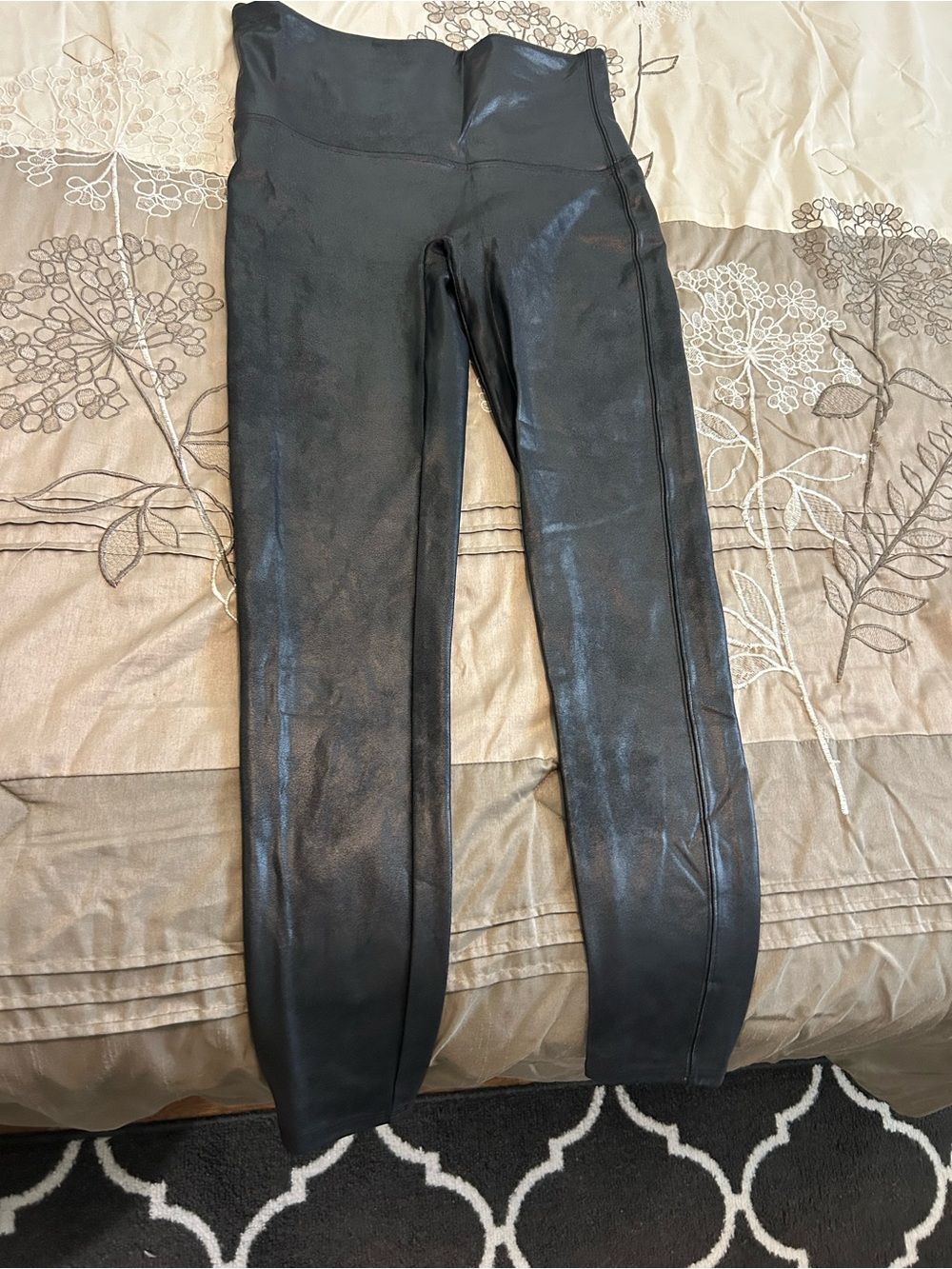 SPANX Black Shiny Faux Leather High-Waist Leggings